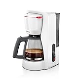 Bosch Filterkaffeemaschine MyMoment TKA2M111, Glaskanne 1,25 L, für 10-15 Tassen, 40min Warmhaltefunktion, Tropfstopp, schwenkbarer Filterträger, abnehmbarer Wassertank, 1200 Watt, Weiß matt