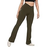 Winter Yogahose Schlaghose Damen Schlaghose, High Waist Yoga Hose Frauen Große Größen|Sporthose Jogginghose Jazzpants Leggings Fitnesshose Yoga Pants Blickdicht Cross Waist V Form High Bootleg