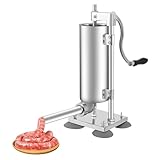 HOARLICN Manuell Wurstfüllmaschine, 3L Vertikale Edelstahl Wurstfüller Sausage Stuffer Machine mit 4 Saugnäpfen Bis Zu 6 Pfund Fleisch Handkurbel Wurstmaschine Füllen Wurstfüller Fleischwerkzeuge