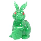 GREENADSCAPE Jade-Kaninchen-Ornament Hasen Animal Figures tischdeko esstisch gartendeko tierisches Spielzeug chinesische Glücksstatue Hasenfigur für zu Hause Häschen-Statue Harz Green