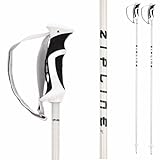 Zipline Podium 14.0K Downhill Skistöcke - Graphit-Kevlar-Karbonverbundstoff, ultraleicht, vibrationsdämpfend, Dual-Density-Griff, verwendet von Profi-Athleten (White Carbon, 107 cm)