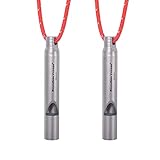 iBasingo Titan Pfeifen Outdoor Camping Wandern Jagd Klettern Notfall Überleben Laute Pfeife Trainer Training Sport Schlüsselanhänger Signalpfeifen mit Schlüsselband 2 Pack Ti9010O