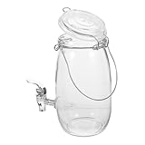 Veemoon Getränkespender Glas 15L mit ABS Zapfhahn Saftkrug für Bar Party Zuhause Transparent Kalte Getränke