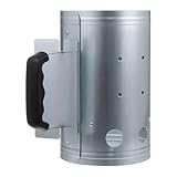 PAMINGONO Outdoor Holzkohle Anzündkamin Grillzubehör Verzinktes Stahlblech Hitzebeständig mit Kunststoffgriff für Schnelles BBQ Anzünden