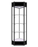 ENHEN Glasvitrine Luxuriöse Eckbücherregale für Büro/Schlafzimmer, Weiße Vitrine für Sammlerstücke mit Schloss und Tür, Zusammenbau Erforderlich(Black,180cmx50cmx50cm)