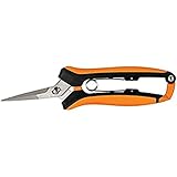 Fiskars Gebogene Blumenschere, Rostfreie Stahl-Klingen/Kunststoff Griffe, Schwarz/Orange, Micro-Tip, Solid, SP-160, 1063325, Länge: 17,1 cm