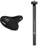 FISCHER Fahrrad Sattel City Memory Foam R.e.Med, Fahrradsattel für City Fahrrad, besonders leicht, extrem bequem & Sattelstütze, Schwarz, Uni