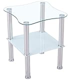 CasaXXl Couchtisch Glas mit Sicherheitsglas & Facettenschliff - Glastisch perfekt geeignet als Beistelltisch/Wohnzimmertisch 40x40x47cm (Abgerundet, Satiniert)