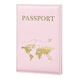 ILIYAH Reisepasshülle für Damen, wasserdicht, Reisezubehör, Reisepassschutz, PU-Leder, Reisepasshülle, rose, Minimalistisch