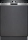 Siemens SN45ES07CE, iQ500 Smarter Geschirrspüler Teilintegriert, 60 cm breit, Besteckschublade, Made in Germany, Innenbeleuchtung, auto Türöffnung nach Programmende, extra leise, aquaStop, varioSpeed