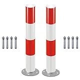 NZPOST Parkplatz für Garage, Sicherheitspoller mit Spreizbolzen, rot-weiß reflektierender Parkleitpfosten, robuste Verkehrswarnrohre aus Stahl, EAS