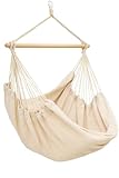AMANKA XXL Hängesessel Beige 185x130 cm belastbar bis 150kg – Hängestuhl ideal zum Lesen & Entspannen – Hängesitz aus Baumwolle für Drinnen und Draussen ohne Gestell- Schwebesessel für 2