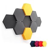 FENNEXT ® Velvet Schallabsorber Wand - Dekorative Hexagon Akustikpaneele für Gaming, YouTube Studio, Büro - 9x 3D Wandpaneele YELLOW DARK