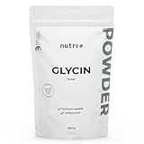 Nutri + Glycin Pulver vegan 1 kg hochdosiert - Glycine Powder - Aminosäure ohne Zusatzstoffe 1000 g - auch zum Süßen als Zuckerersatz