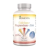 BIOMENTA Calcium + Magnesium + Zink – 180 hochdosierte, vegane Multimineralien Kapseln mit 100% NRV - Premiumqualität