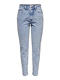 ONLY Damen Straight Fit Jeans | Stone Washed Stretch Denim High Waist | 5-Pocket Hose ONLEMILY, Farben:Blau, Größe:30W / 30L, Z-Länge:L30