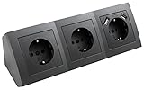 MC POWER - Steckdosenblock Unterbausteckdosen | Flair | 3-Fach + 2X USB, 250V~/16A, Aufbau, anthrazit, matt