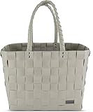normani® Einkaufstasche Shopper geflochten aus Kunststoff - robuster Strandkorb Vintage Style 38cm x 25cm x 28cm Farbe Classic/Sand