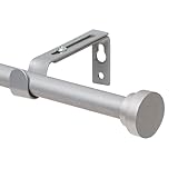 Vorhangstange (Silber)， Gardinenstange Ausziehbar aus Edelstahl Verstellbare67-187CM， Gardinen Stangen mit Kappenknäufen für Schlafzimmer, Esszimmer, Wohnzimmer