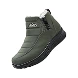 Stiefeletten Herren Damen Leder Flache Kurzstiefel Aus Wasserdichtem Stiefel Bequem Rutschfeste Orthopädische Schuhe Leicht Slip On Breite Gartenschuhe Biker Boots Regenschuhe Kurze Winterstiefel