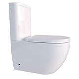 Stand WC mit Spülkasten komplett Set, Spülrandlos, Abgang senkrecht und waagerecht, WC-Sitz aus Duroplast mit Absenkautomatik SoftClose-Funktion KB6089