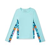 Speedo Girls' Uv Swim Shirt Long Sleeve Rashguard, Aqua Splash, XL (14-16 Big Kid)