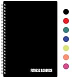 Fitness Logbuch Plastik-Cover Schwarz - undatiertes Workout-Tagebuch – A5-Format, dickes Papier, starke Bindung – stilvolles und minimalistisches Trainingstagebuch (Deutsch, Schwarz)