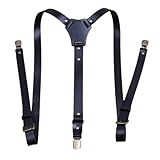 LIbgiubhy Verstellbare Hosenträger aus PU Leder, robuster Hakenverschluss für Büroveranstaltungen, bequeme Hosen zur Unterstützung von Hosenträgern