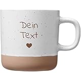 Dein Wunschtext als Gravur auf einer weißen Keramik Tasse mit 360ml - spülmaschinenfest - groß - Design (Links vom Griff)