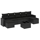 QJBSAVVA Sofagarnituren Gartenlounge Outdoor Eckbank Gartenstuhl - 8-TLG. Garten-Sofagarnitur mit Kissen Schwarz Poly Rattan für Versammlungen Garten Hotels Kleinen Balkon