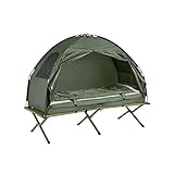 SoBuy OGS32-GR 4in1-Zelt mit Campingliege Schlafsack Luftmatratze und Zubehör 1 Person Feldbett