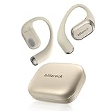 BlitzRock Open Ear Kopfhörer, Kabellos Sport Kopfhörer Bluetooth 5.4, Fester Sitz, Bassverstärkung, KI-klarer Anruf, APP-Steuerung, Schnellaufladung, 32h Wiedergabe, IPX5 Wasserdicht, Beige