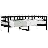 HEFZGDB Tagesbett Schwarz 90x200 cm Massivholz Kiefer Daybed Bettgestell Familienbett Einzelbetten für Schlafzimmer Gästezimmer Herberge Wohnbereich