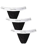 Calvin Klein Herren 3er Pack Strings Baumwolle mit Stretch, Schwarz (Black, Black, Black), XL