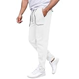 Jogginghose für Herren, Baggy, Jogging, Oversize, gerades Bein, Cargohose, lässig, Fleece, einfarbig, Fitnessstudio, Sport, bequem, schmale Passform, Arbeitshose, entspannende Trainingshose, weiß, XXL