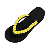 koperras Damen Schuhe Warmfutter rutschfest Home Badezimmer Slip On Wedge Beach Open Toe Atmungsaktive Sandalen Flip Flops Schuhe Schuhe Mit Absatz Für Damen Sexy (Yellow, 40)