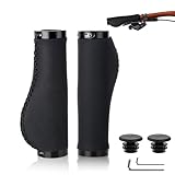 Casenly Fahrradgriffe Ergonomische, Fahrradgriffe Leder, Rutschfester Lenkergriffe Fahrrad, Universal Zwei Seiten Lock-On Design Fahrrad Lenker Griffe für 22 mm Mountainbike Rennrad MTB Trekkingrad