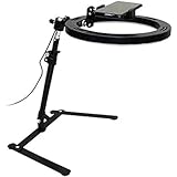 10 Zoll dimmbares LED-Ringlicht mit Ständer und Telefonhalter, Desktop Einstellbares Stativ für YouTube Video, Fotografie, Selfie, Vlog, Make-up, Live-Streaming, Schwarz