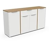 Demeyere Sideboard, Weiß und Eiche, 160,7 x 39,6 x 85,6 cm