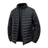 Herren-Parkas mit Stehkragen, warm, für den täglichen Gebrauch, Winter, Business, leicht, Baumwolle, gepolsterte Jacke, Schwarz , XXL