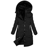 Generisch Winterjacke Damen Wintermantel mit Kapuze Reißverschluss Baumwolle Jacke Winterparka Warm Weich Steppjacke Freizeit Dicke Elegant Einfarbig Daunenjacke Baggy Bequem Outdoorjacke Mantel