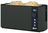 Balter Toaster 4 Scheiben, Langschlitz, Edelstahl, Brötchenaufsatz, LCD Display mit Restzeitanzeige, Auftaufunktion, Brotzentrierung, Krümelschublade, TS-04-LCD, Farbe: Grau