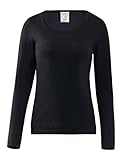 CHOCHENG Italia Damen Strickpullover aus 100 % Kaschmir, Rundhalsausschnitt, langärmelig, Schwarz, 46