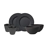 Villeroy & Boch – Manufacture Rock Frühstücks-Set, 6 Tlg., Geschirr Set FüR 2 Personen, Premium Porzellan, Schwarz