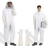 Bienenanzug für Männer und Frauen, stichfest, Imkeranzug aus Polycotton, Imkerkostüm mit Handschuhen und belüfteter Kapuze, Bienen-Outfit für den Garten und Imkereibedarf(L)