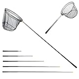 Fishing Kescher Angeln,Unterfangskescher Angelkescher 190cm,4 Sektionen Teleskop - Aluminiumlegierung - Gummiert - Langlebiges Nylongeflecht,mit Faltbare Fischernetz,für Erwachsene Kinder,Teich,See