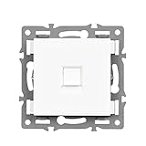 ORCOW Paneel aus gehärtetem Glas, weiß, mehrere Rahmen der Serie F6, Steckdosen und Schalter, EU FR Ein Dimmer, Ventilator, Fußlampe, RJ45 DIY-Modul (Größe: 110 – 250 V, Farbe: Telefon)