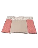 ULLENBOOM ® Wickelauflage 85x75 cm Rosa Blüten (Made in EU) - Wickelunterlage Waschbar und für Unterwegs geeignet, Bezug: 100% OEKO TEX Baumwolle, Wickeltischauflage 75x85