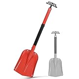 REDCAMP Leichte Schneeschaufel aus Aluminium für Auto-Notfälle, 53,3 cm - 81,3 cm, robust, kompakt, zusammenklappbar, Snowboardschaufel, rot