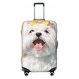 Woshuwo Weiße Shih Tzu Hunde-Gepäckabdeckung, elastisch, staubdicht, kratzfest, passend für 55,9 - 61 cm